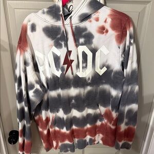 AC/DC Red and Gray Tie-Dye Sweater